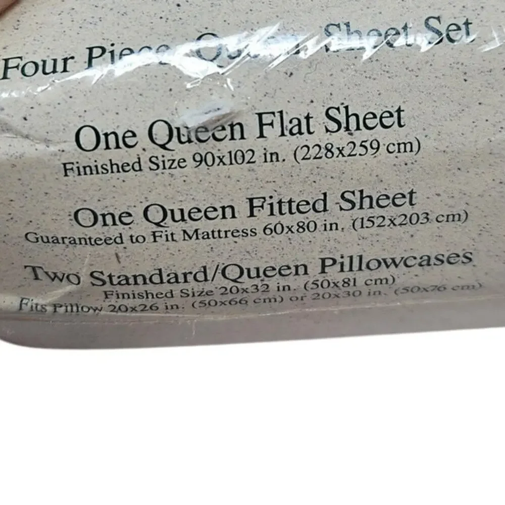 Deadstock Vintage 90s Cannon Royal Family Sunset Star 4 Piece Queen Sheet Set